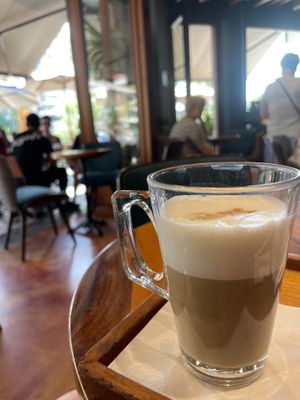 Soy milk latte! Hot one on a hot day to avoid plastics.  at Mulliri Vjeter in Vlore