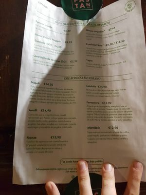 Menú pt1 at Pastan Barcelona in Barcelona