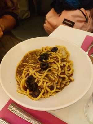 Spaghetti putanesca at Pastan Barcelona in Barcelona