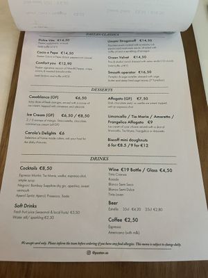 Menu 2/2  at Pastan Barcelona in Barcelona