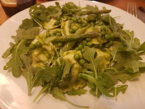 Lemon and greens ravioli at Pastan Barcelona in Barcelona