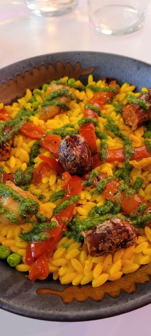 Vegan paella at Pastan Barcelona in Barcelona