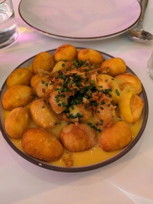 Gnocchi with cheese sauce at Pastan Barcelona in Barcelona