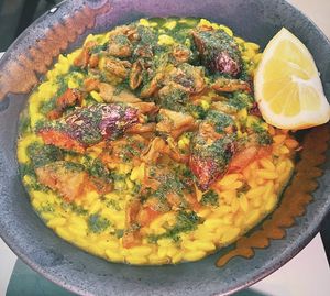 Vegan paella with Orza pasta, vegan chicken and vegan chorizo! One of the best paellas I ever had! 😍😛  at Pastan Barcelona in Barcelona