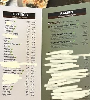 Menu 2  at JINYA Ramen Bar in Wichita