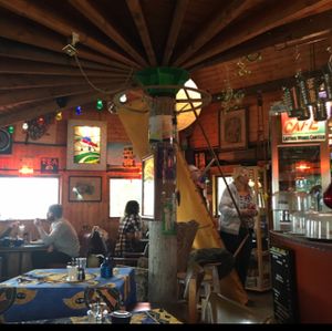funky interior  at Lastbus Works Canteen in New Pitsligo