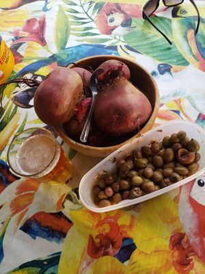 rosted beets in beer with local Olives  at AlgarveSmoke in Loule