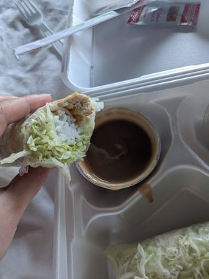 Fried tofu spring rolls had cabbage and vermicelli noodles plus a peanut sauce. at Miss Saigon in Tucson