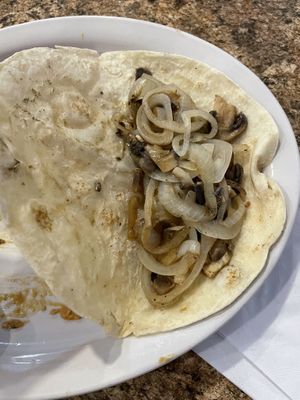 Vegetarian E Mushroom Quesadilla No Cheese, Dry Grilled.  at El Rio Grande Mexican Restaurant in Lumberton