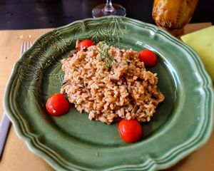Wild mushroom risotto. at D'Olive in Santa Maria Da Feira