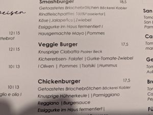 Veggie burger at Martinerhof's Brauhotel in St Martin In Passeier