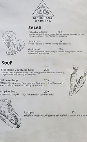 Menu at Siboghana Waroeng in Ubud