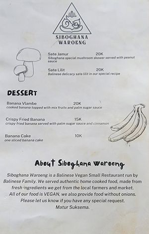Menu at Siboghana Waroeng in Ubud