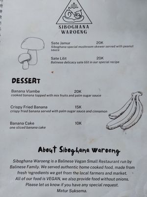 Menu at Siboghana Waroeng in Ubud