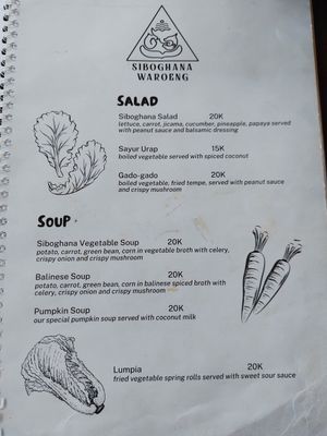 Menu at Siboghana Waroeng in Ubud