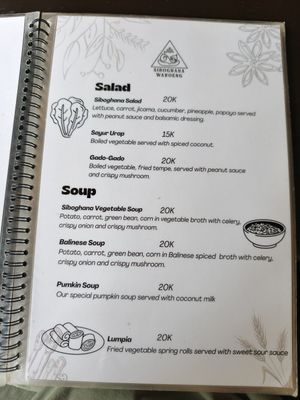Menu at Siboghana Waroeng in Ubud