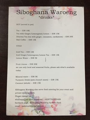 Drinks at Siboghana Waroeng in Ubud