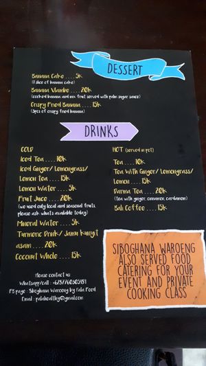 Menu in new design at Siboghana Waroeng in Ubud