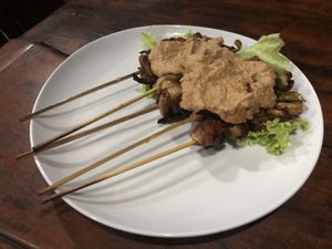 Sate Jamur (mushrooms on a stick) at Siboghana Waroeng in Ubud