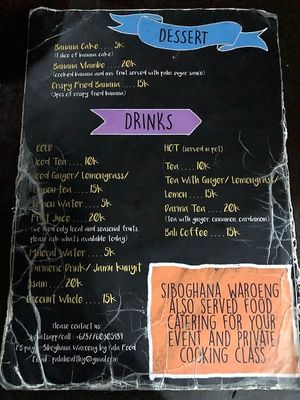 menu at Siboghana Waroeng in Ubud