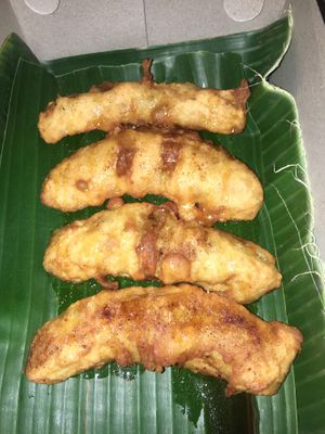 Fried banana with sugar and cinnamon  at Siboghana Waroeng in Ubud