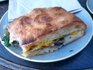 toasty with mushrooms, cheese, etc at Ole & Steen in London