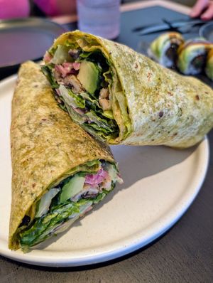 Mushroom chicken Caesar wrap at Planta - Brentwood in Los Angeles