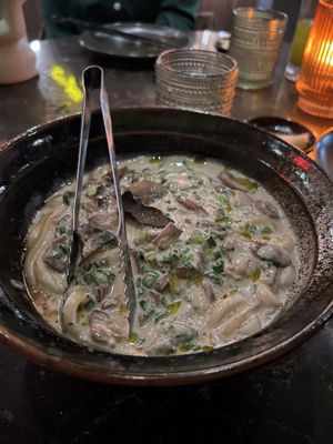 Creamy truffle udon  at PLANTA Queen in Atlanta