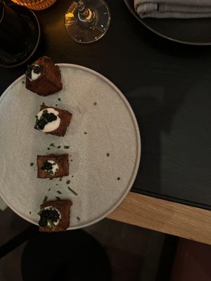 1,000 layer potatoes with vegan caviar which is wild   at PLANTA Queen in Atlanta