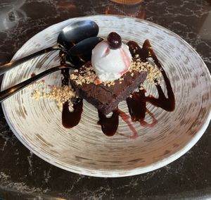 Chocolate brownie dessertt  at PLANTA Queen in Atlanta
