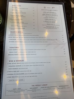 Menu  at PLANTA Queen in Atlanta