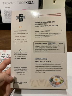 Menu  at Yume Ramen Verona in Verona
