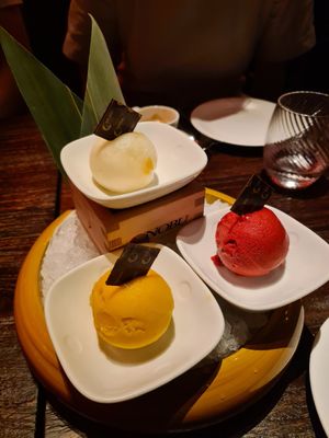 Selection of sorbet at Nobu  in Dubai