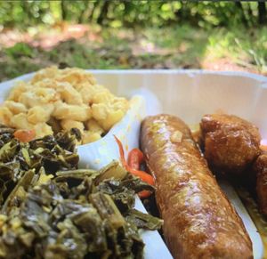 Lunch including mac n cheese + greens. Wonderful!! 🌱  at Elife in Capitol Heights