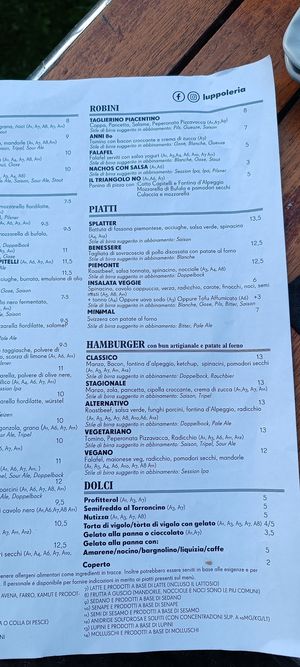 Menù at Luppoleria in Piacenza