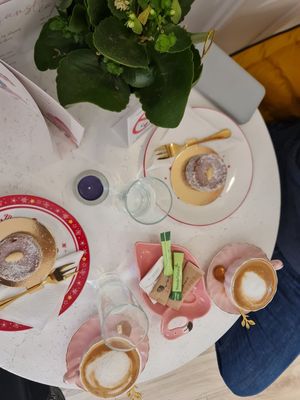 Cakes and coffee at Aj Zdravo Coffee and Cake Shop in Novi Sad