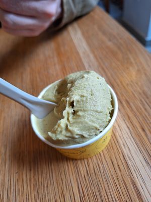 Pistachio ice cream at Angelato in Prague