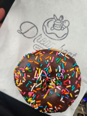 Chocolate with sprinkles at Dreamboat Donuts & Scoops in Fort Worth