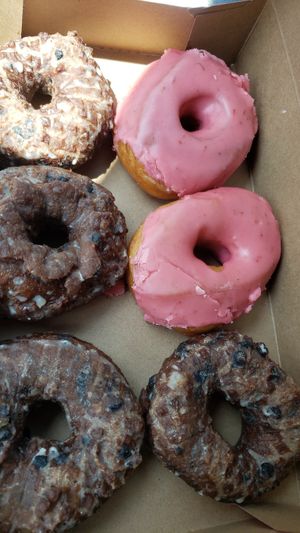 Last 2 donut options at 11:30 AM - blueberries 🍩 and strawberry 🍓 🍩 go early! at Dreamboat Donuts & Scoops in Fort Worth