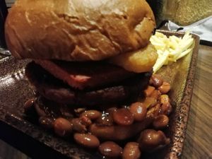 All day breakfast burger at The Flying Duck in Glasgow