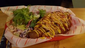 Hot dog classic at The Flying Duck in Glasgow