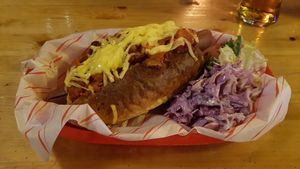 Cheezy hotdog at The Flying Duck in Glasgow