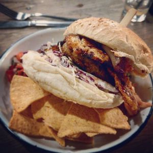 Canadian bacon burger at The Flying Duck in Glasgow