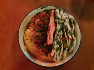 Chilli and polenta at The Flying Duck in Glasgow