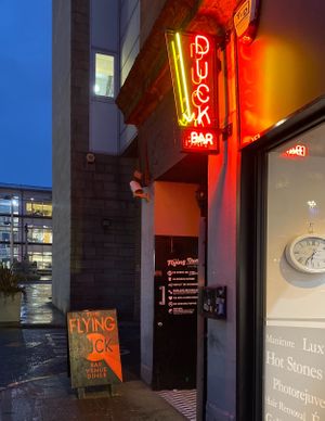Entrance at dusk. at The Flying Duck in Glasgow