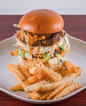 The amazing burger  at The Vegan Factory in Linden