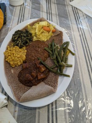 Combination Platter at Horn of Africa Restaurant Ethiopian Cuisine in Memphis