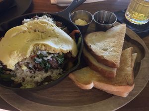 Veggie skillet w just egg and vegan cheesee  at JULEP in Brea