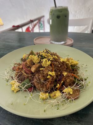 Vegan quinoa dish  at Satiba Therapy Coffee Shop in Arequipa