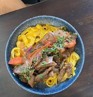 Pasta a la huancaina  at Satiba Therapy Coffee Shop in Arequipa